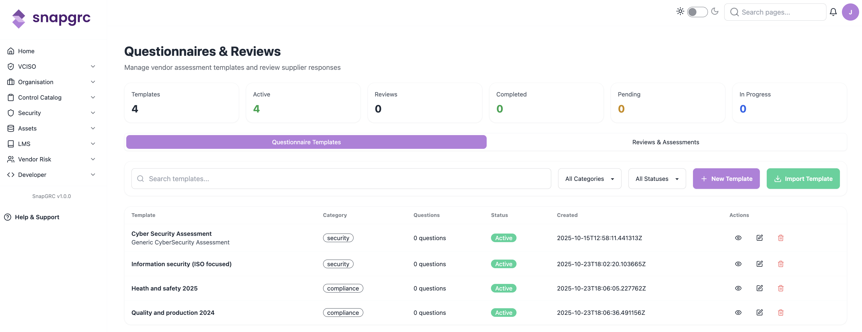 Supplier Management Dashboard